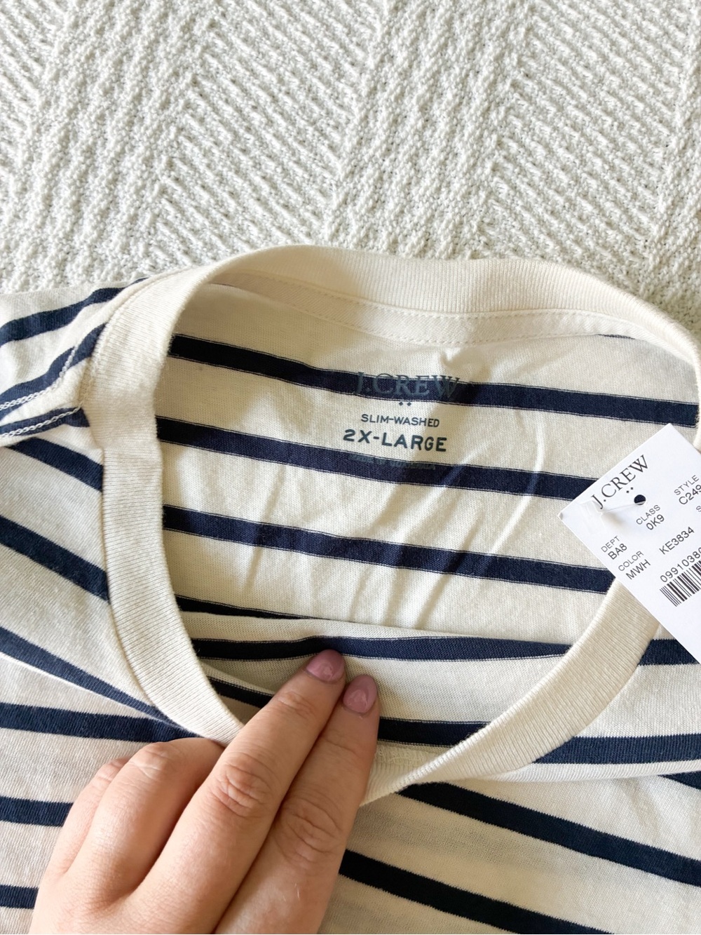 J. Crew Women's Striped Crew Neck Tee - Cream & Navy - Picture 3 of 3
